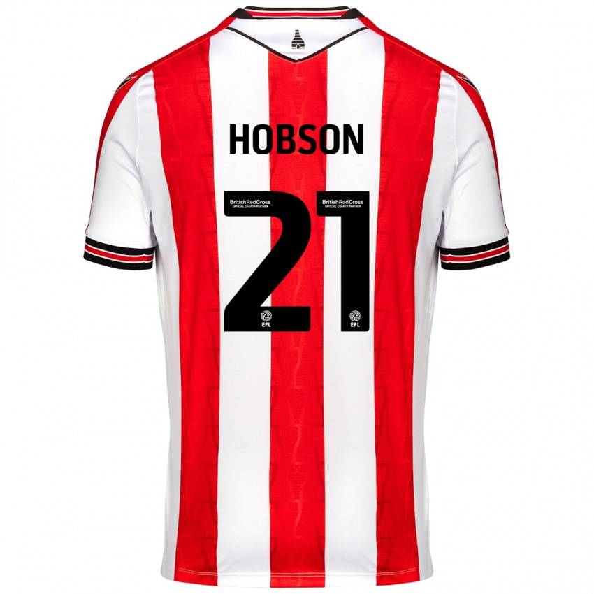 Niño Camiseta Elizabeth Hobson #21 Rojo Blanco 1ª Equipación 2024/25 La Camisa Perú