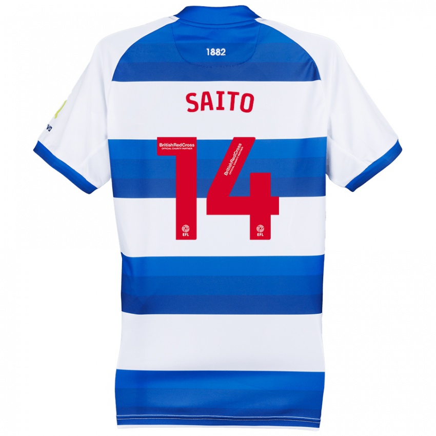 Niño Camiseta Koki Saito #14 Blanco Azul 1ª Equipación 2024/25 La Camisa Perú