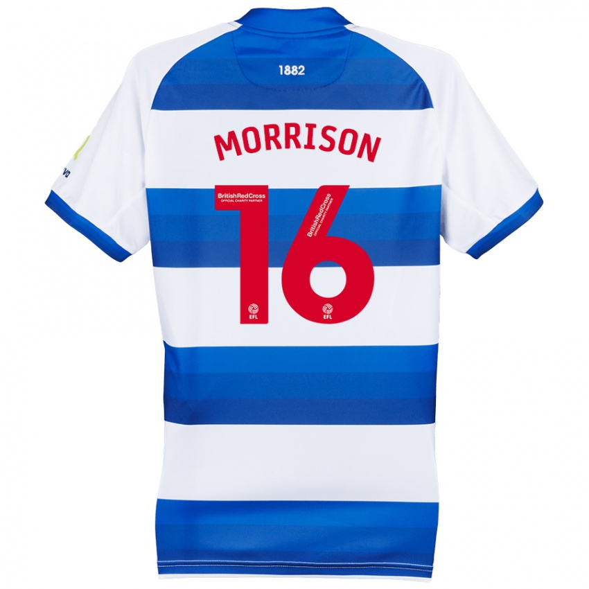 Niño Camiseta Liam Morrison #16 Blanco Azul 1ª Equipación 2024/25 La Camisa Perú