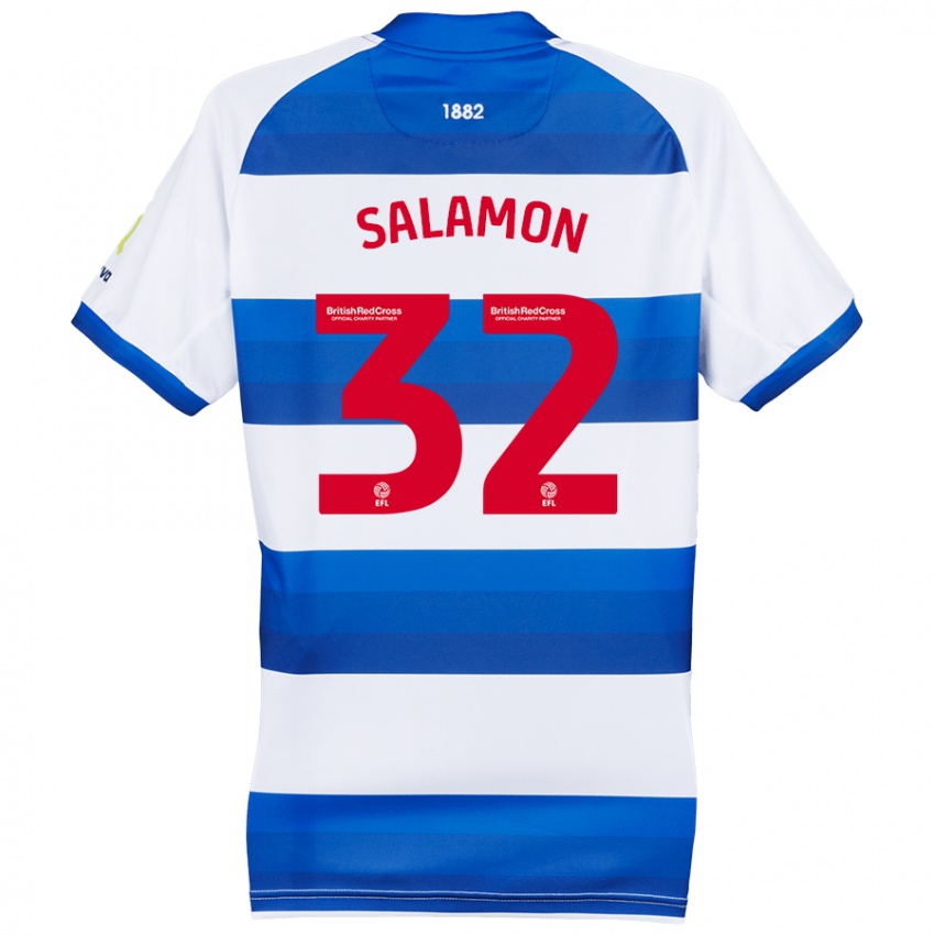 Niño Camiseta Matteo Salamon #32 Blanco Azul 1ª Equipación 2024/25 La Camisa Perú