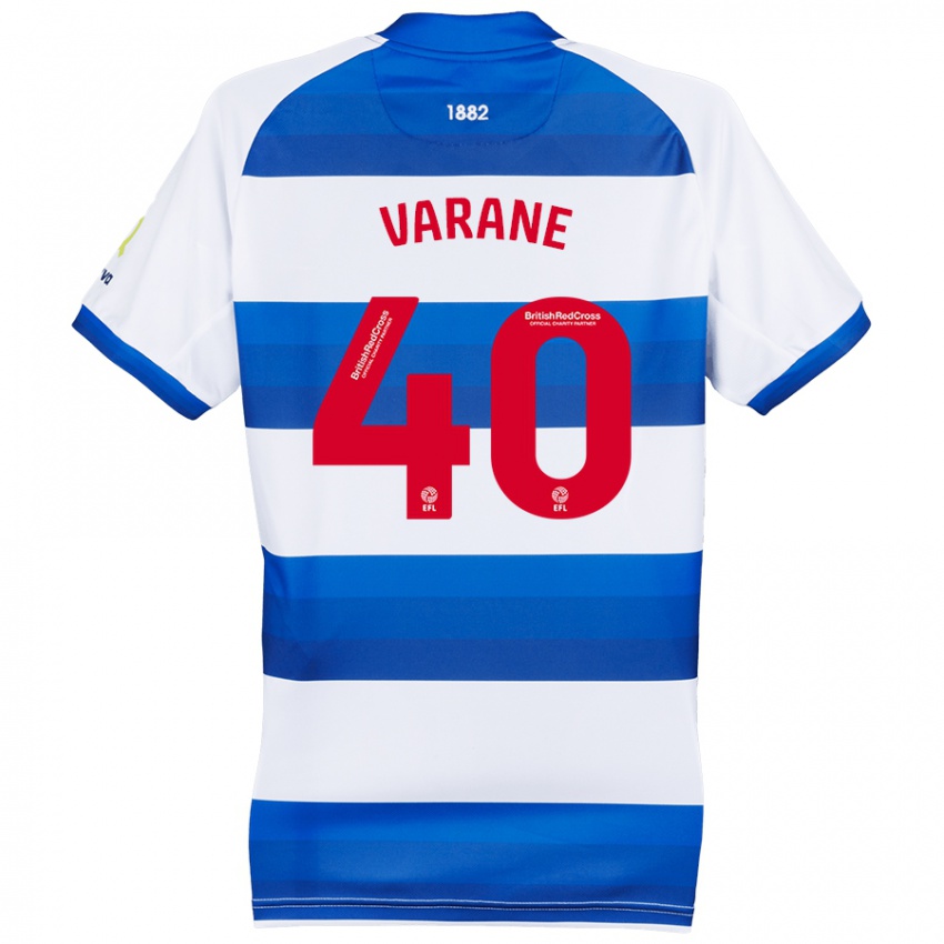 Niño Camiseta Jonathan Varane #40 Blanco Azul 1ª Equipación 2024/25 La Camisa Perú