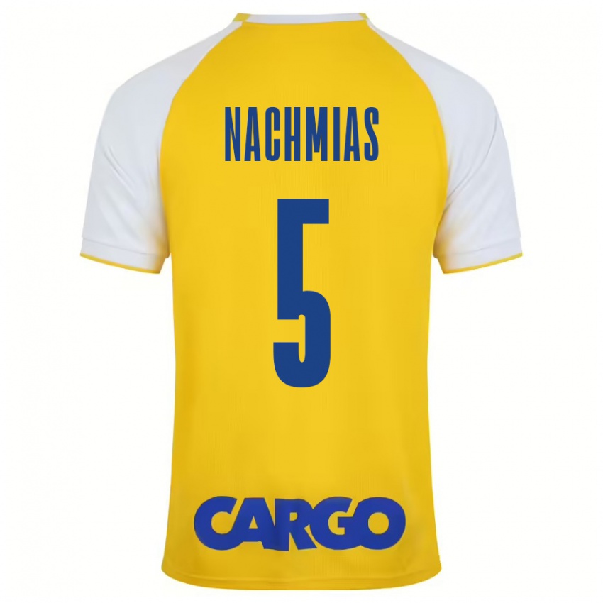 Niño Camiseta Idan Nachmias #5 Amarillo Blanco 1ª Equipación 2024/25 La Camisa Perú