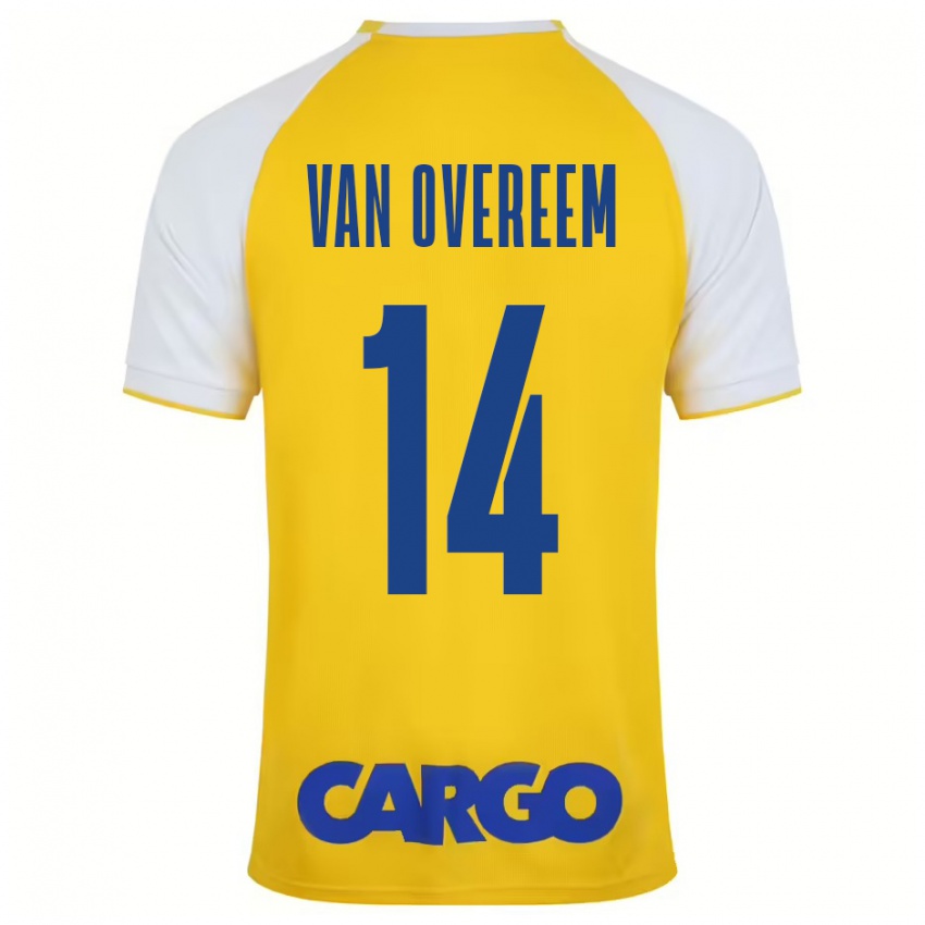 Niño Camiseta Joris Van Overeem #14 Amarillo Blanco 1ª Equipación 2024/25 La Camisa Perú