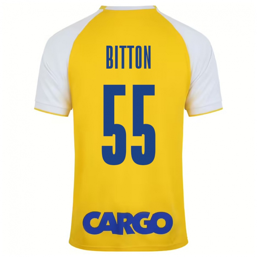 Niño Camiseta Nir Bitton #55 Amarillo Blanco 1ª Equipación 2024/25 La Camisa Perú