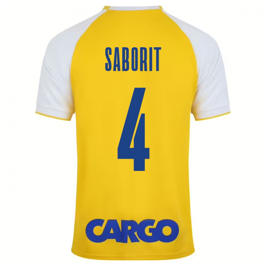 Niño Camiseta Enric Saborit #4 Amarillo Blanco 1ª Equipación 2024/25 La Camisa Perú