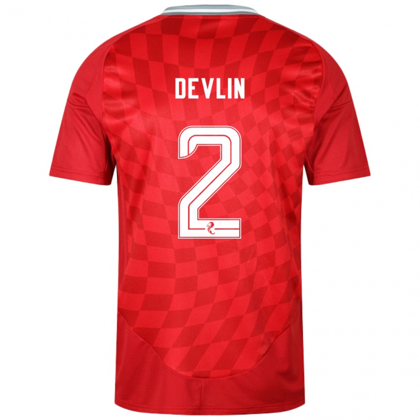 Niño Camiseta Nicky Devlin #2 Rojo 1ª Equipación 2024/25 La Camisa Perú