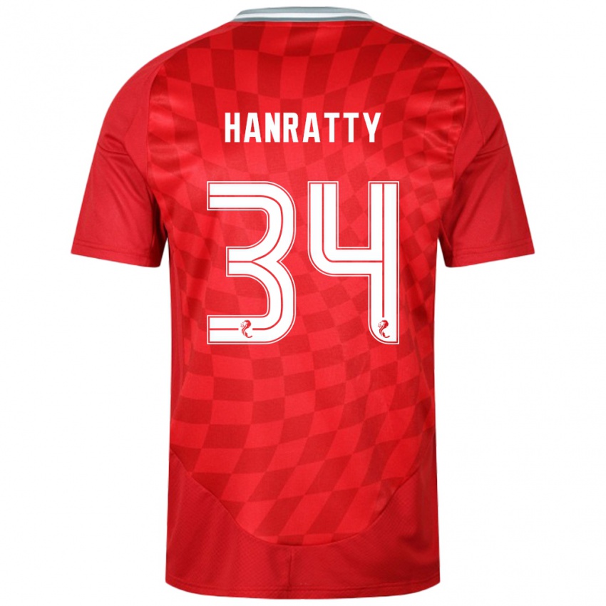 Niño Camiseta Kevin Hanratty #34 Rojo 1ª Equipación 2024/25 La Camisa Perú