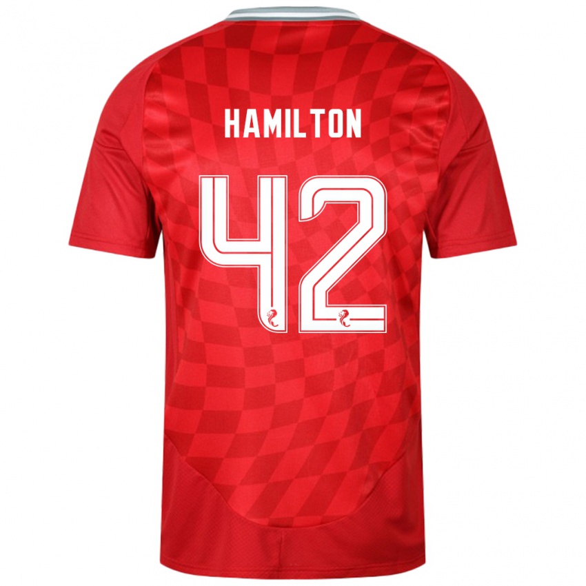 Niño Camiseta Brendan Hamilton #42 Rojo 1ª Equipación 2024/25 La Camisa Perú