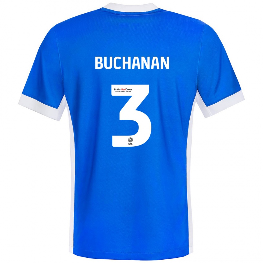 Niño Camiseta Lee Buchanan #3 Azul Blanco 1ª Equipación 2024/25 La Camisa Perú