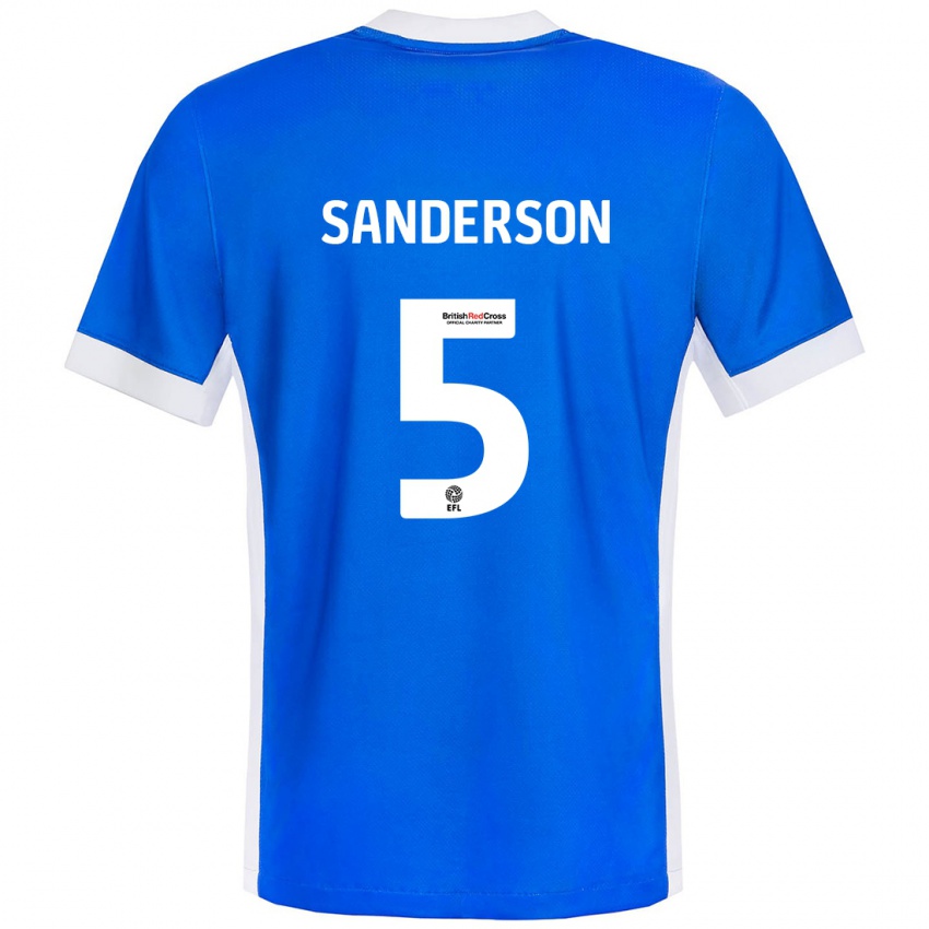 Niño Camiseta Dion Sanderson #5 Azul Blanco 1ª Equipación 2024/25 La Camisa Perú