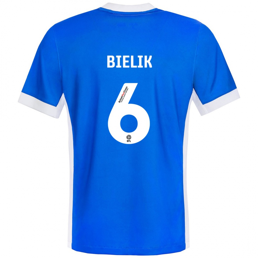 Niño Camiseta Krystian Bielik #6 Azul Blanco 1ª Equipación 2024/25 La Camisa Perú