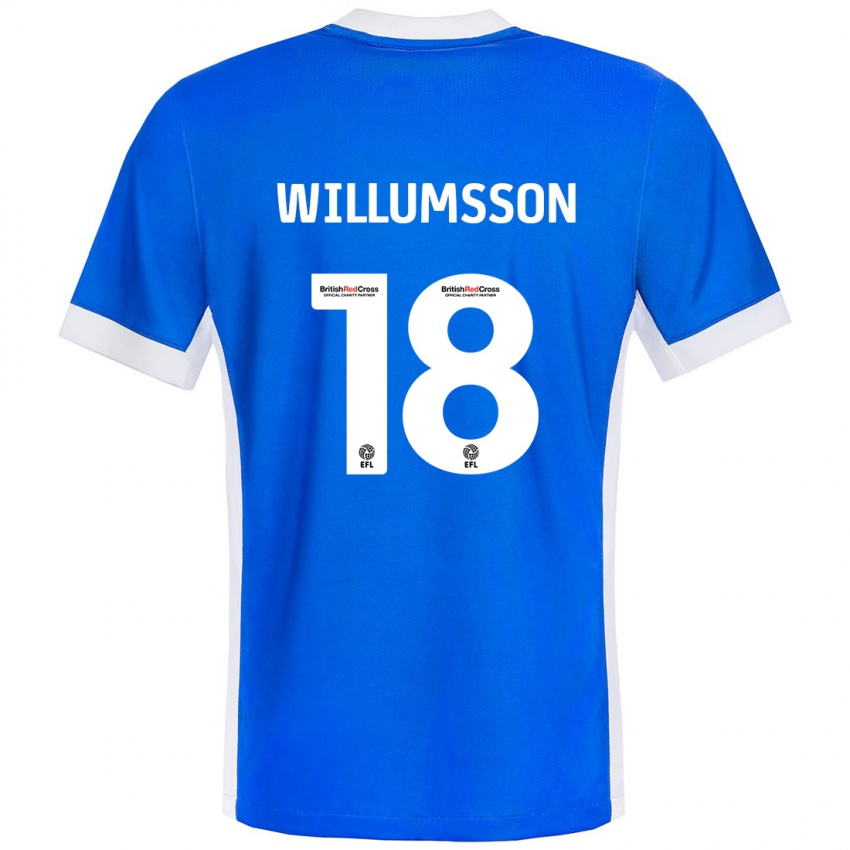 Niño Camiseta Willum Thór Willumsson #18 Azul Blanco 1ª Equipación 2024/25 La Camisa Perú