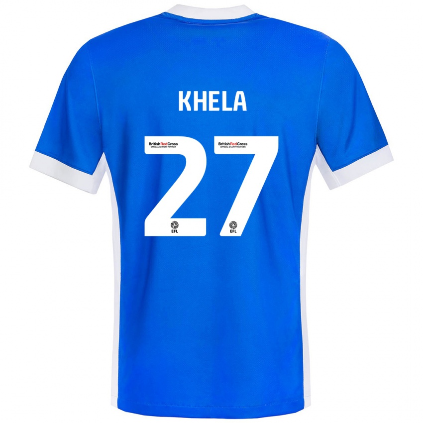 Niño Camiseta Brandon Khela #27 Azul Blanco 1ª Equipación 2024/25 La Camisa Perú