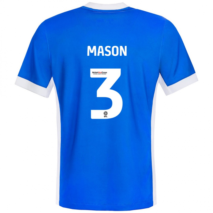 Niño Camiseta Ellie Mason #3 Azul Blanco 1ª Equipación 2024/25 La Camisa Perú