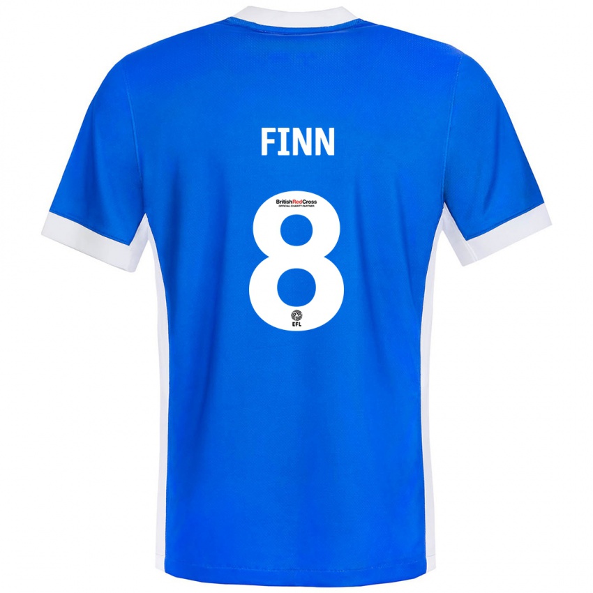 Niño Camiseta Jamie Finn #8 Azul Blanco 1ª Equipación 2024/25 La Camisa Perú