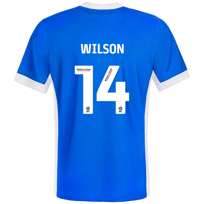 Niño Camiseta Siobhan Wilson #14 Azul Blanco 1ª Equipación 2024/25 La Camisa Perú