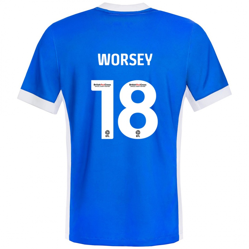 Niño Camiseta Louanne Worsey #18 Azul Blanco 1ª Equipación 2024/25 La Camisa Perú