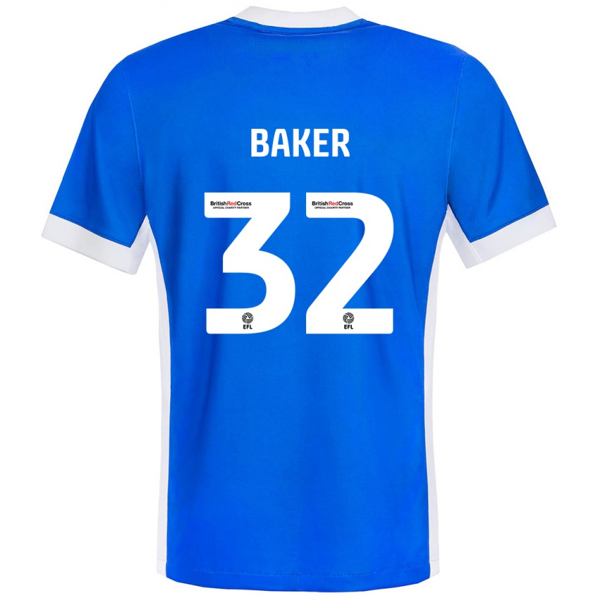 Niño Camiseta Ava Baker #32 Azul Blanco 1ª Equipación 2024/25 La Camisa Perú