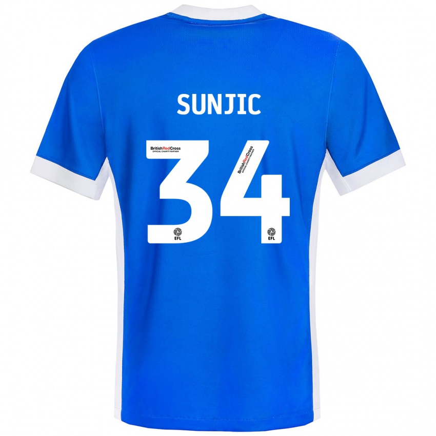 Niño Camiseta Ivan Sunjic #34 Azul Blanco 1ª Equipación 2024/25 La Camisa Perú