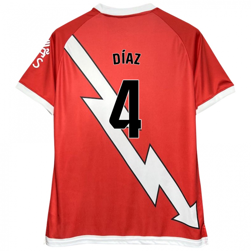 Niño Camiseta Pedro Díaz #4 Blanco Rojo 1ª Equipación 2024/25 La Camisa Perú