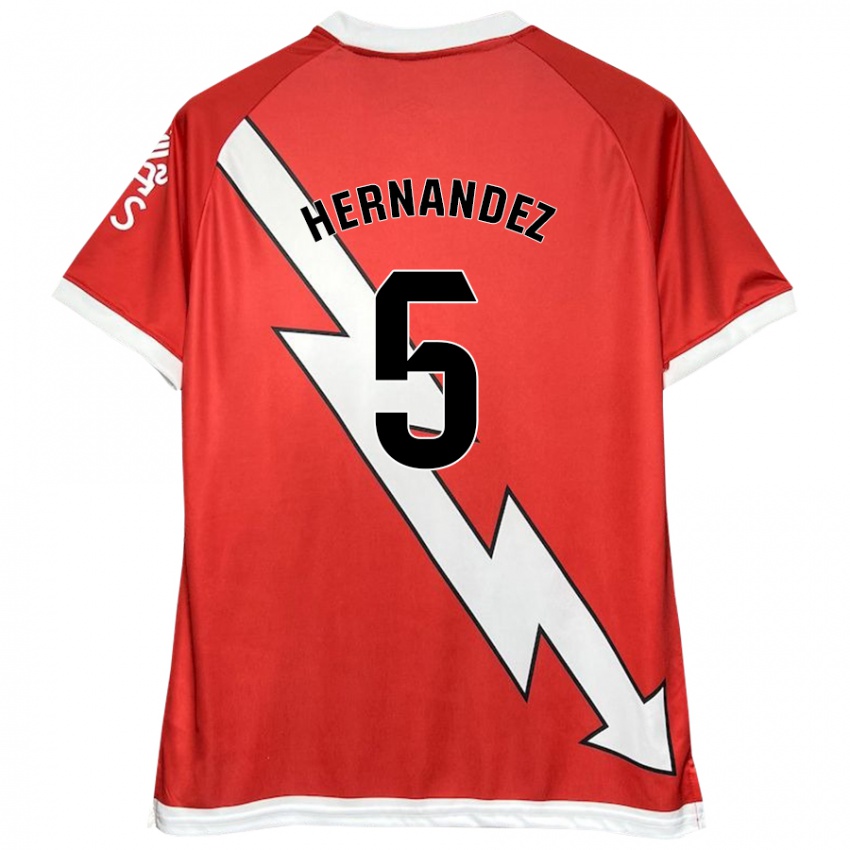 Niño Camiseta Aridane Hernández #5 Blanco Rojo 1ª Equipación 2024/25 La Camisa Perú