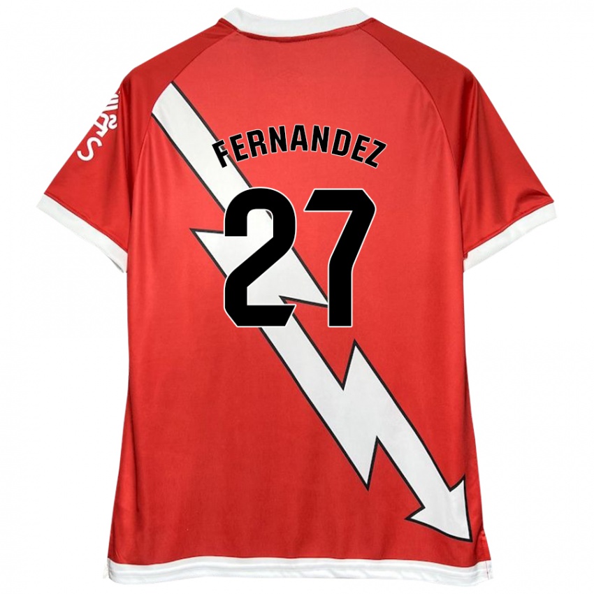 Niño Camiseta Pelayo Fernandez #27 Blanco Rojo 1ª Equipación 2024/25 La Camisa Perú