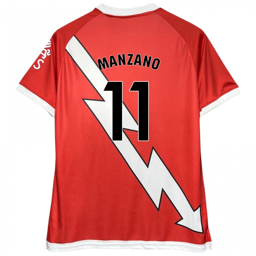 Niño Camiseta Sergio Manzano #11 Blanco Rojo 1ª Equipación 2024/25 La Camisa Perú