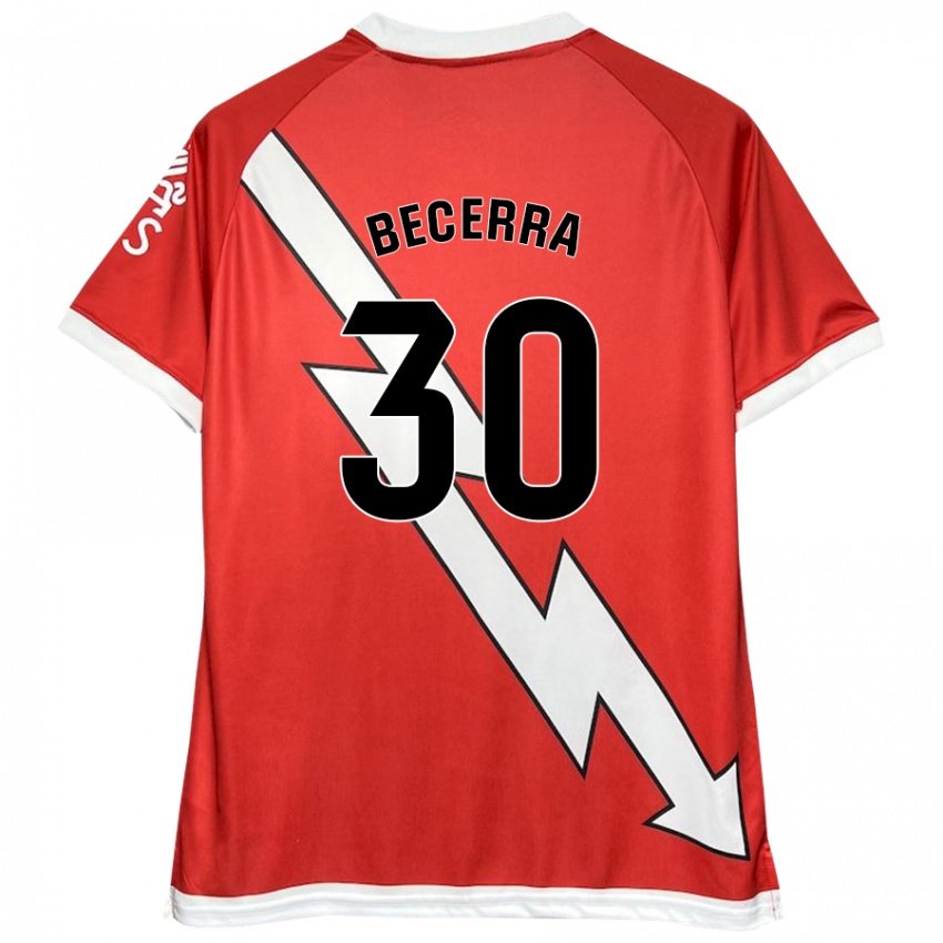 Niño Camiseta Samuel Becerra #30 Blanco Rojo 1ª Equipación 2024/25 La Camisa Perú