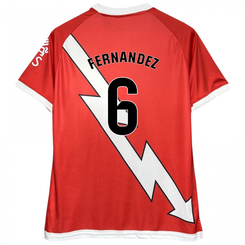 Niño Camiseta Paula Fernández #6 Blanco Rojo 1ª Equipación 2024/25 La Camisa Perú