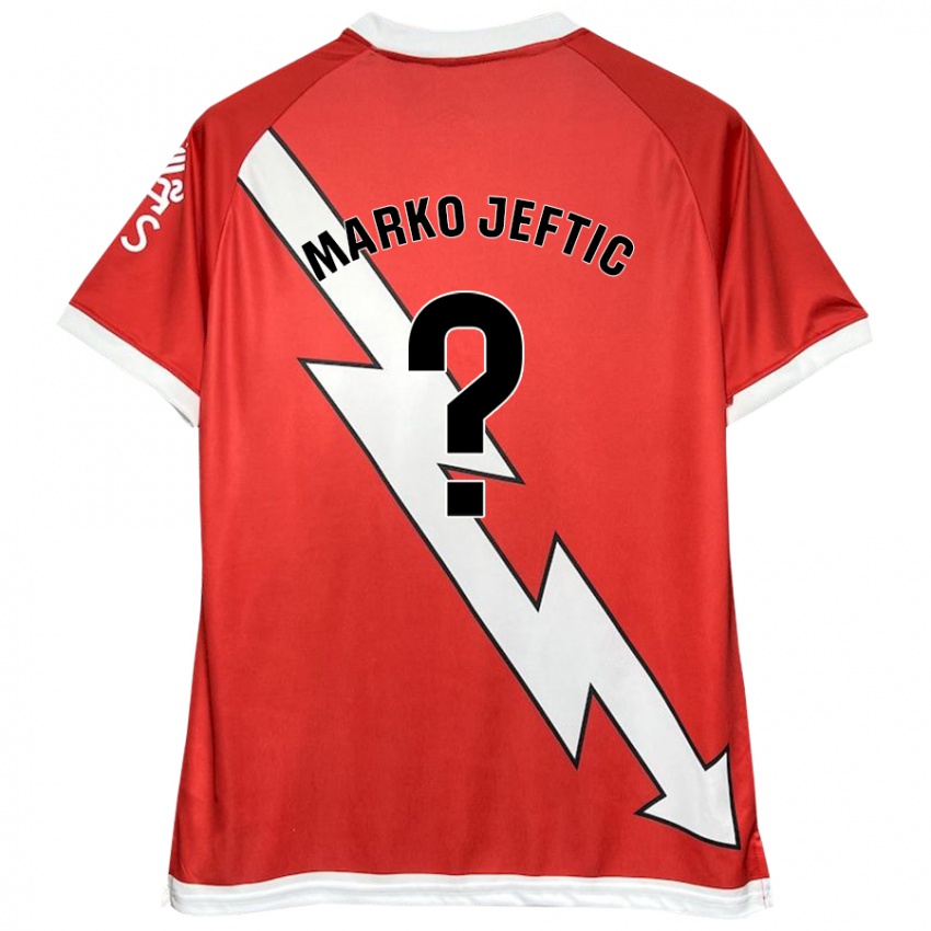 Niño Camiseta Marko Jeftic #0 Blanco Rojo 1ª Equipación 2024/25 La Camisa Perú