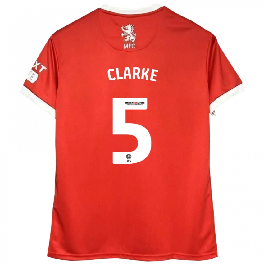 Niño Camiseta Matt Clarke #5 Rojo Blanco 1ª Equipación 2024/25 La Camisa Perú