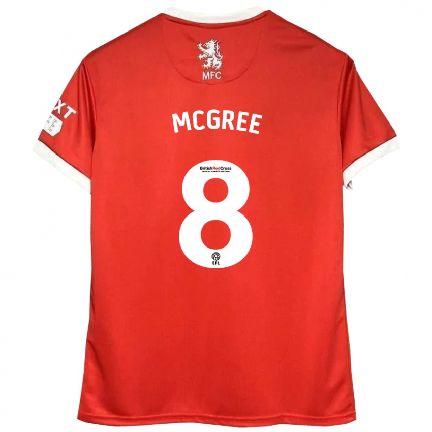 Niño Camiseta Riley Mcgree #8 Rojo Blanco 1ª Equipación 2024/25 La Camisa Perú