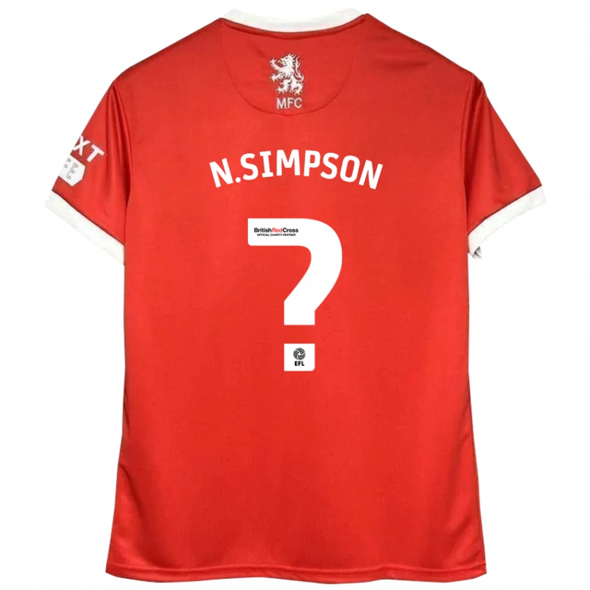 Niño Camiseta Nathan Simpson #0 Rojo Blanco 1ª Equipación 2024/25 La Camisa Perú