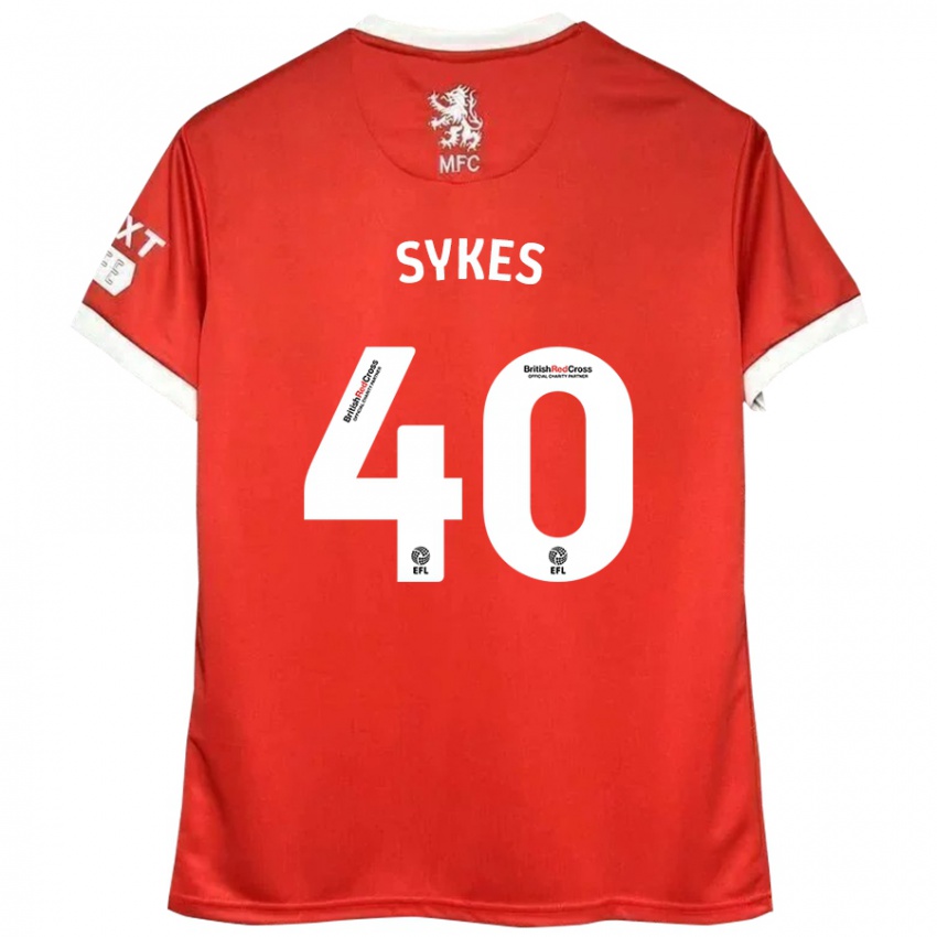 Niño Camiseta Cain Sykes #40 Rojo Blanco 1ª Equipación 2024/25 La Camisa Perú