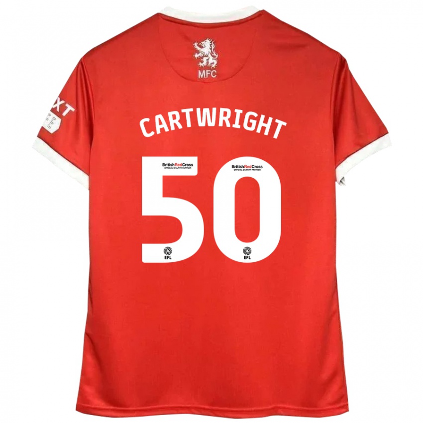 Niño Camiseta Fin Cartwright #50 Rojo Blanco 1ª Equipación 2024/25 La Camisa Perú