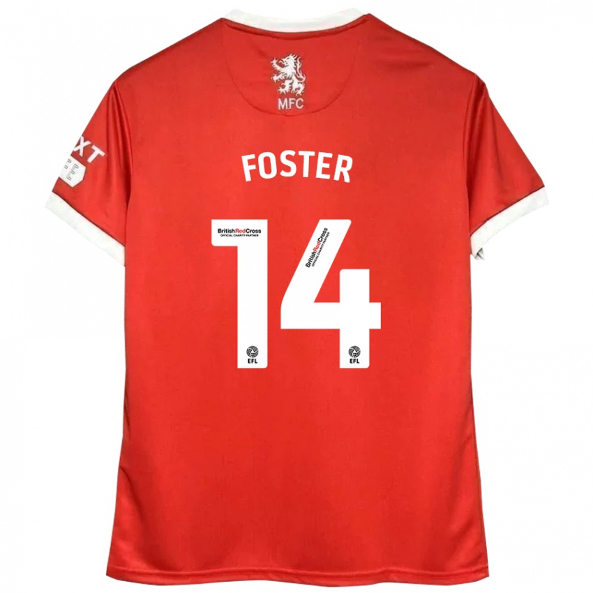 Niño Camiseta Emma Foster #14 Rojo Blanco 1ª Equipación 2024/25 La Camisa Perú