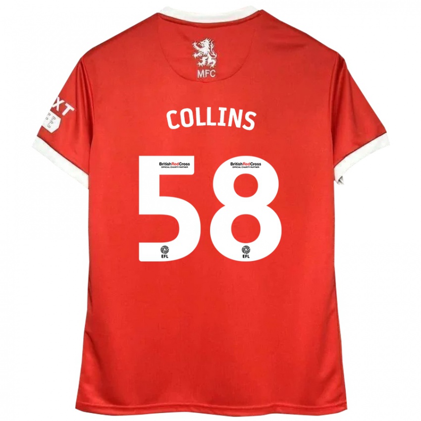 Niño Camiseta Sam Collins #58 Rojo Blanco 1ª Equipación 2024/25 La Camisa Perú