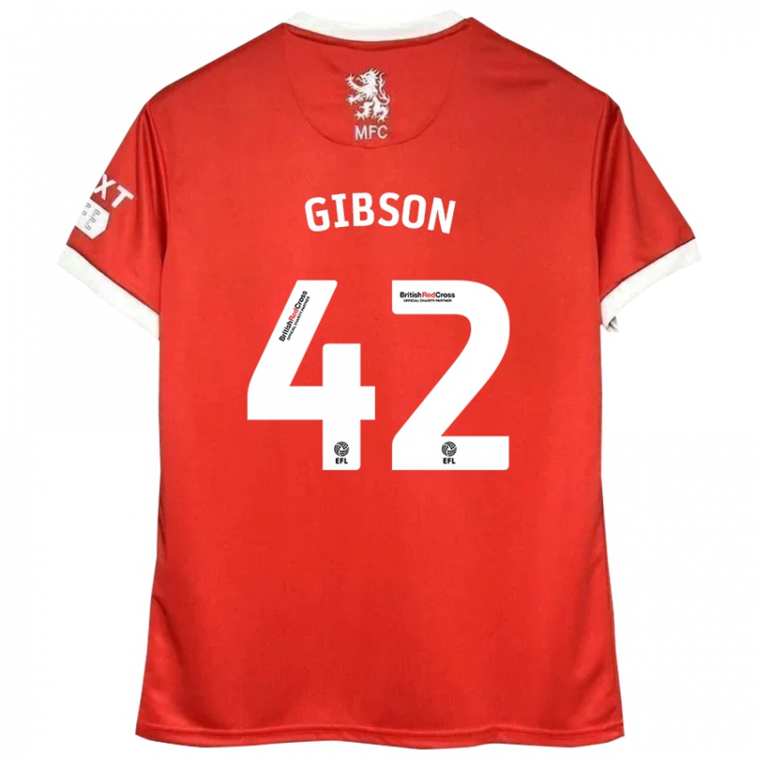 Niño Camiseta Joseph Gibson #42 Rojo Blanco 1ª Equipación 2024/25 La Camisa Perú