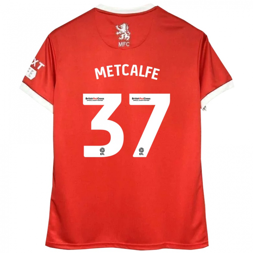 Niño Camiseta Max Metcalfe #37 Rojo Blanco 1ª Equipación 2024/25 La Camisa Perú