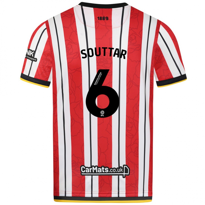 Niño Camiseta Harry Souttar #6 Rojo Blanco Rayas 1ª Equipación 2024/25 La Camisa Perú