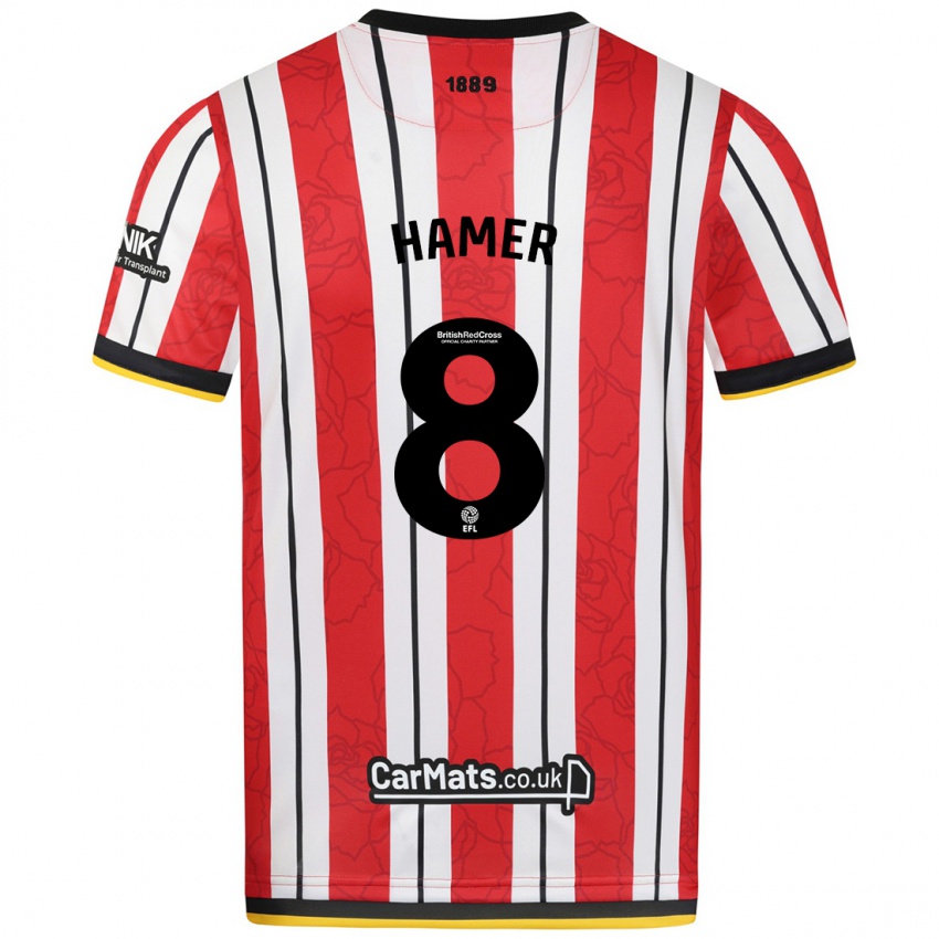 Niño Camiseta Gustavo Hamer #8 Rojo Blanco Rayas 1ª Equipación 2024/25 La Camisa Perú