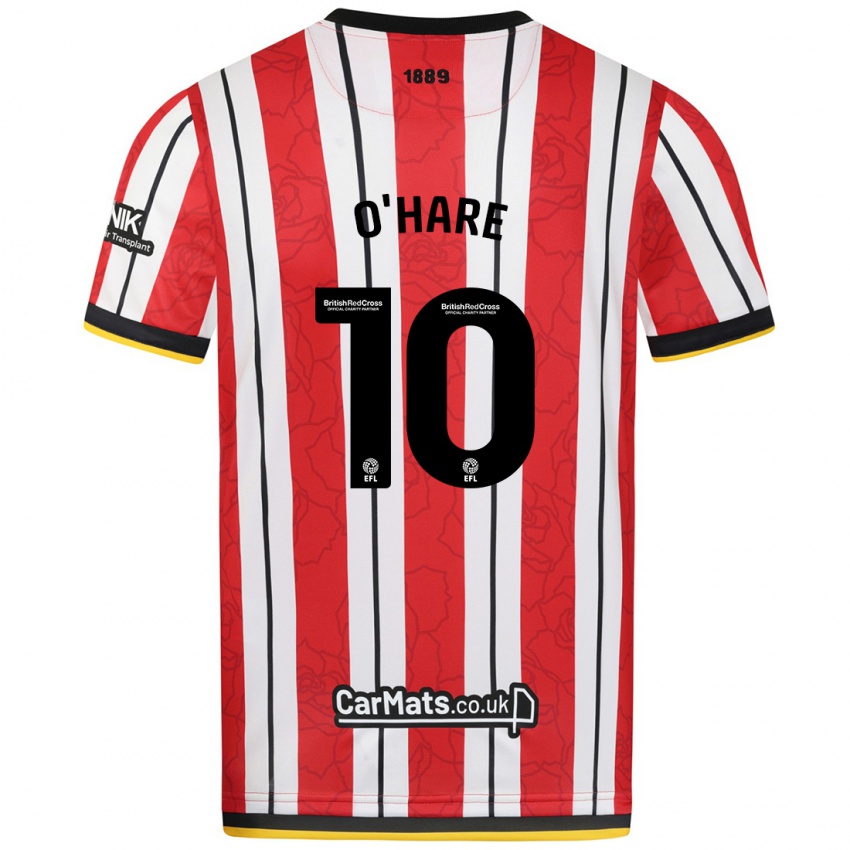 Niño Camiseta Callum O'hare #10 Rojo Blanco Rayas 1ª Equipación 2024/25 La Camisa Perú