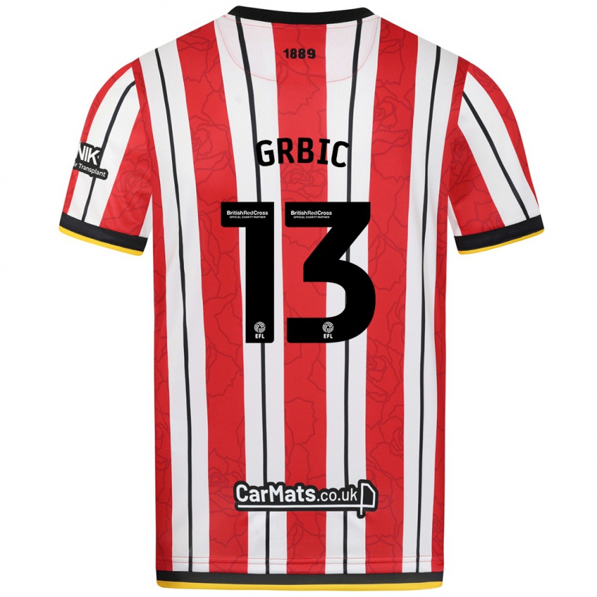 Niño Camiseta Ivo Grbic #13 Rojo Blanco Rayas 1ª Equipación 2024/25 La Camisa Perú