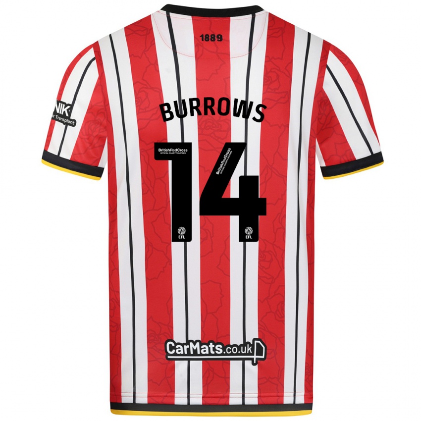 Niño Camiseta Harrison Burrows #14 Rojo Blanco Rayas 1ª Equipación 2024/25 La Camisa Perú