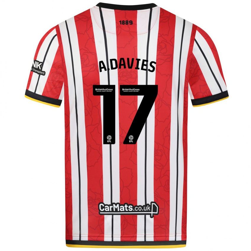 Niño Camiseta Adam Davies #17 Rojo Blanco Rayas 1ª Equipación 2024/25 La Camisa Perú