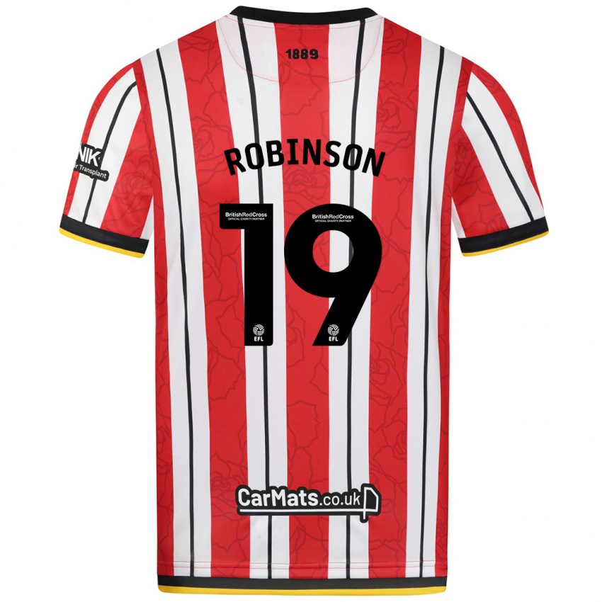 Niño Camiseta Jack Robinson #19 Rojo Blanco Rayas 1ª Equipación 2024/25 La Camisa Perú