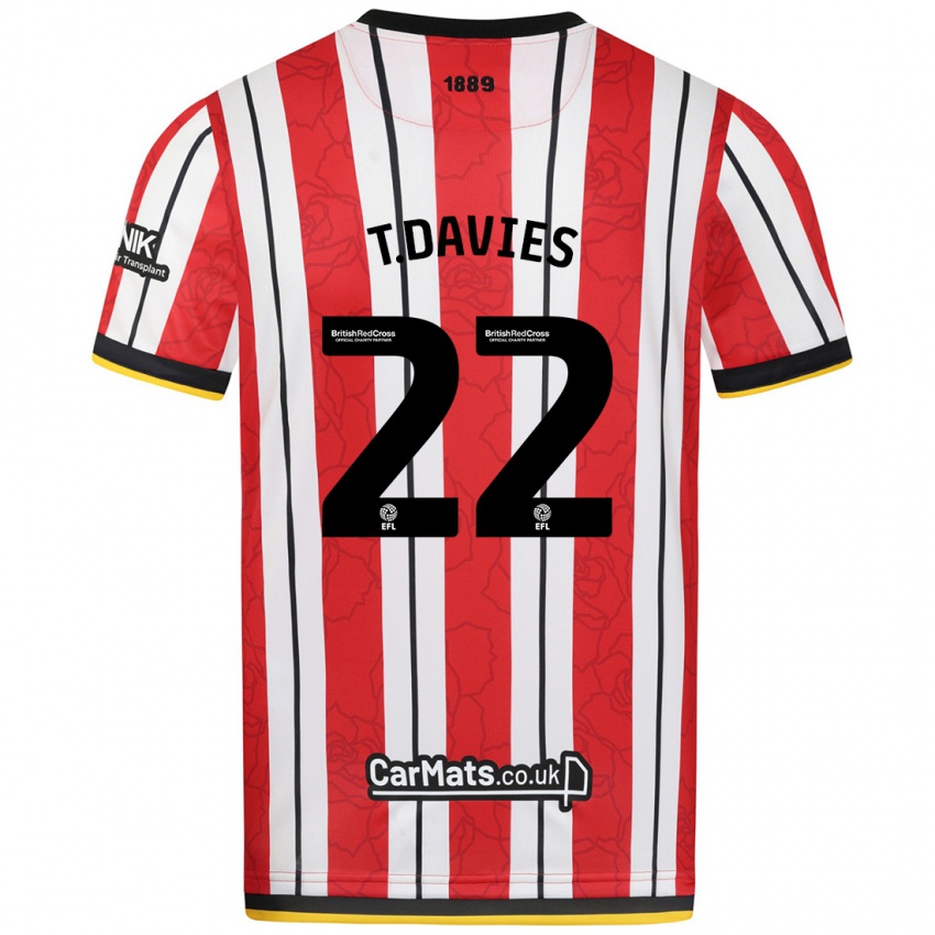 Niño Camiseta Tom Davies #22 Rojo Blanco Rayas 1ª Equipación 2024/25 La Camisa Perú