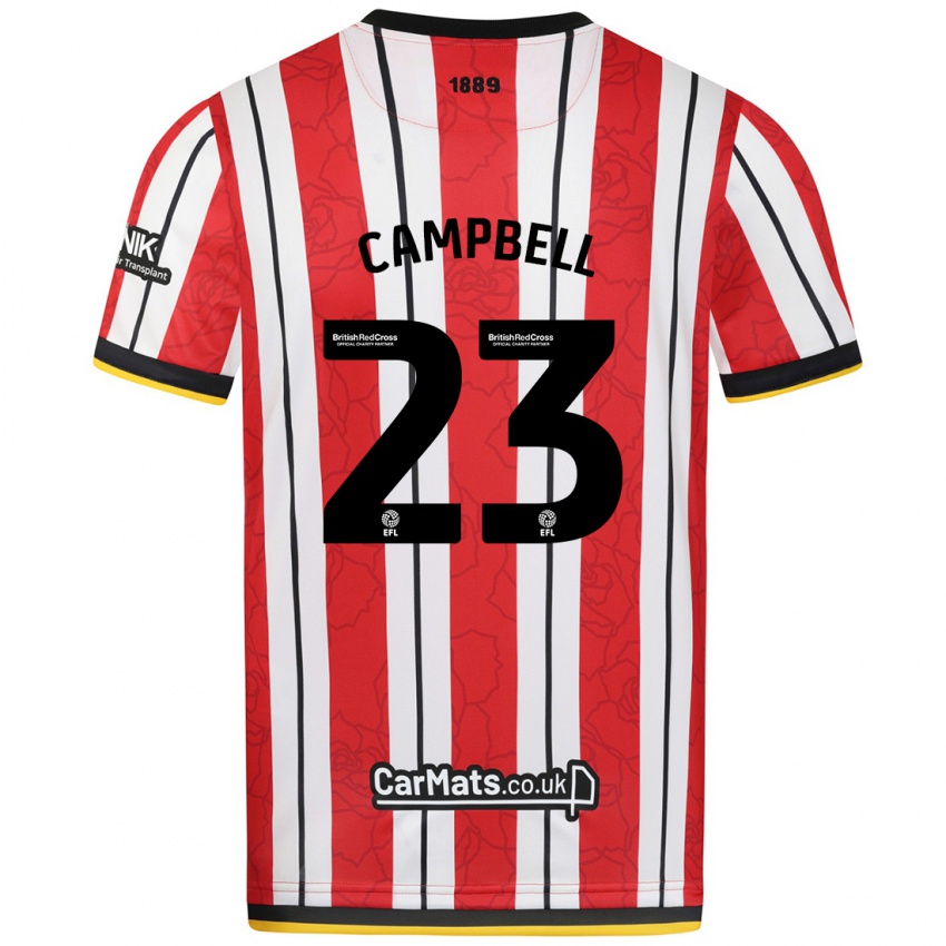 Niño Camiseta Tyrese Campbell #23 Rojo Blanco Rayas 1ª Equipación 2024/25 La Camisa Perú