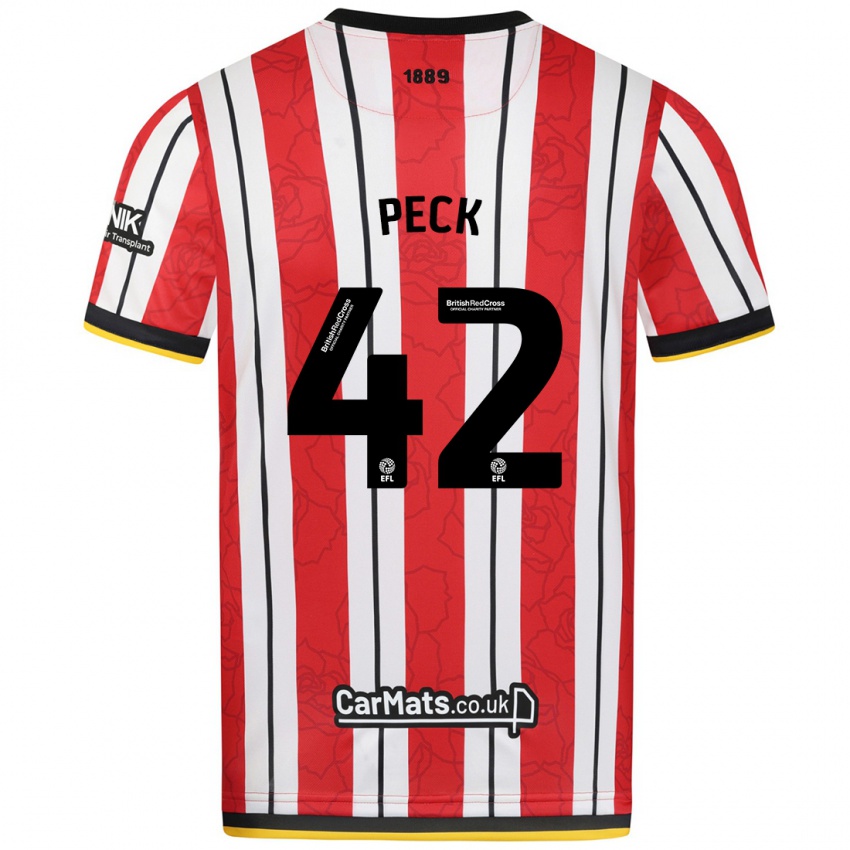 Niño Camiseta Sydie Peck #42 Rojo Blanco Rayas 1ª Equipación 2024/25 La Camisa Perú