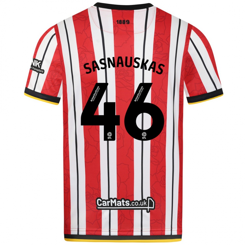 Niño Camiseta Dovydas Sasnauskas #46 Rojo Blanco Rayas 1ª Equipación 2024/25 La Camisa Perú